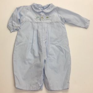 PETIT AMI Blue Baby Boy Train Outfit, Newborn